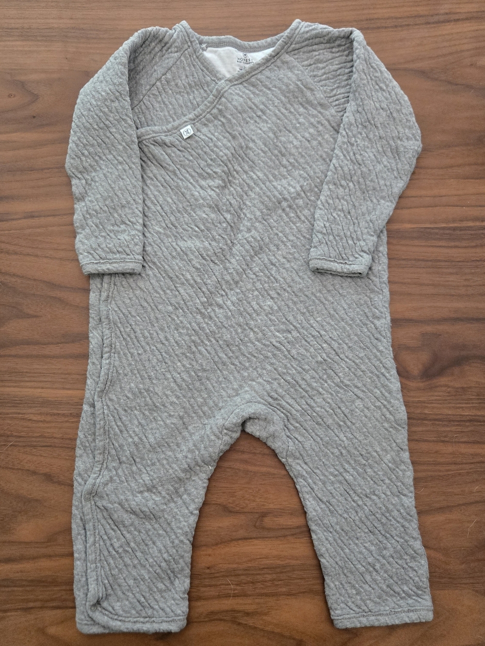 Honest Baby Grey Quilted Matelasse Romper Jumpsuit 2T Organic Cotton Neutral